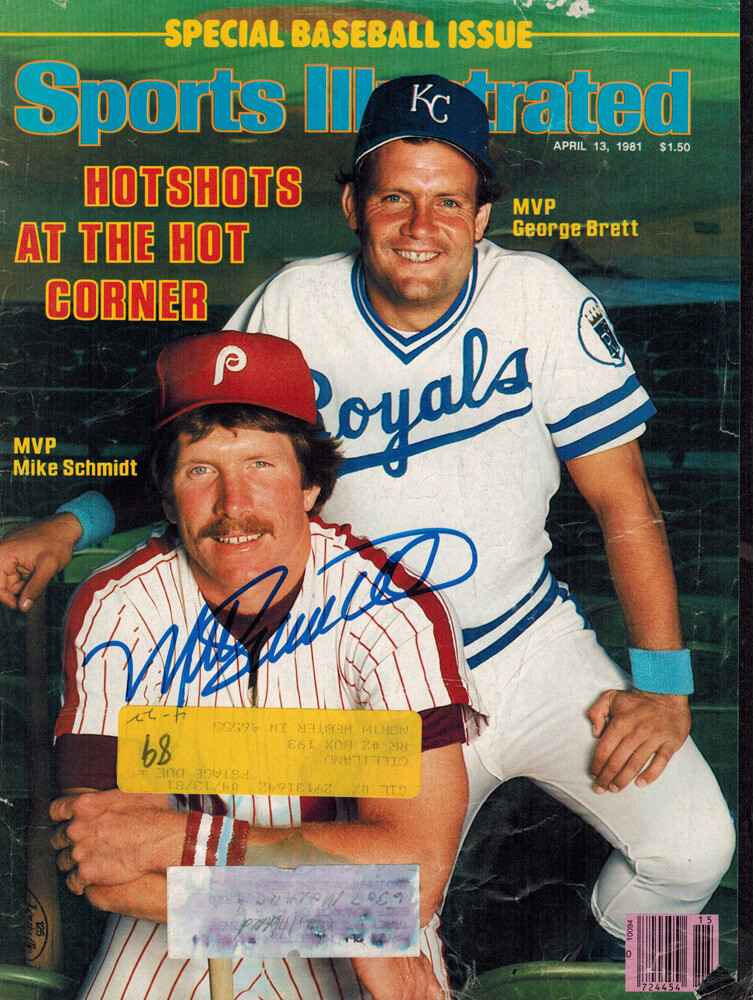 Mike Schmidt Signed Phillies "Hot Shots At The Hot Corner" Sports Illustrated 4/13/81 w/George Brett