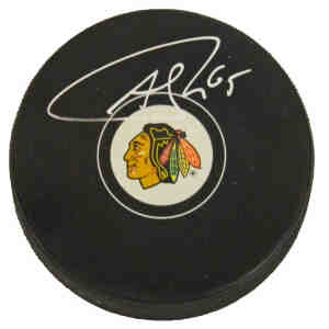 Andrew Shaw Signed Blackhawks Logo Hockey Puck