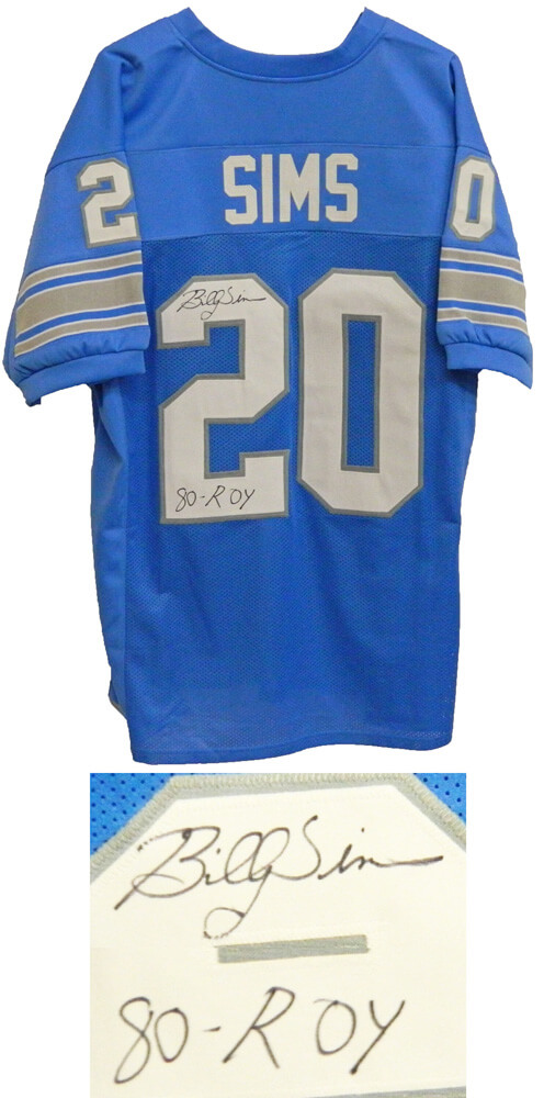 Billy Sims Signed Blue Custom Football Jersey w/80 Roy