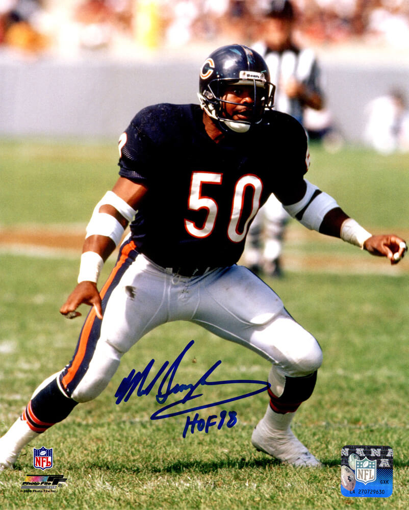 Mike Singletary Chicago Bears Hof 1998 Action Signed 8x10