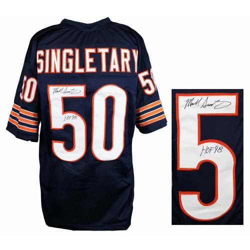 Mike Singletary Signed Navy Custom Jersey w/HOF 98