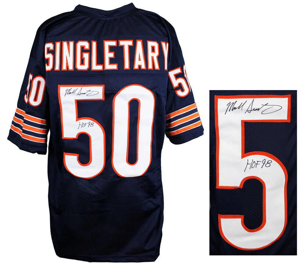 Mike Singletary Signed Navy Custom Jersey w/HOF 98