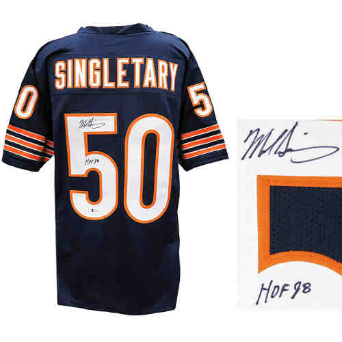 Mike Singletary Signed Navy Custom Jersey w/HOF'98  (Beckett)