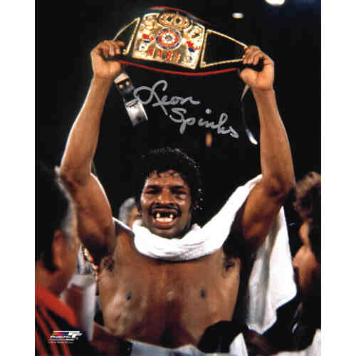 Leon Spinks Signed Boxing Holding Championship Belt 8x10 Photo