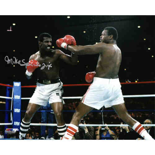 Michael (Mike) Spinks Signed Boxing vs Larry Holmes Action 8x10 Photo w/Jinx