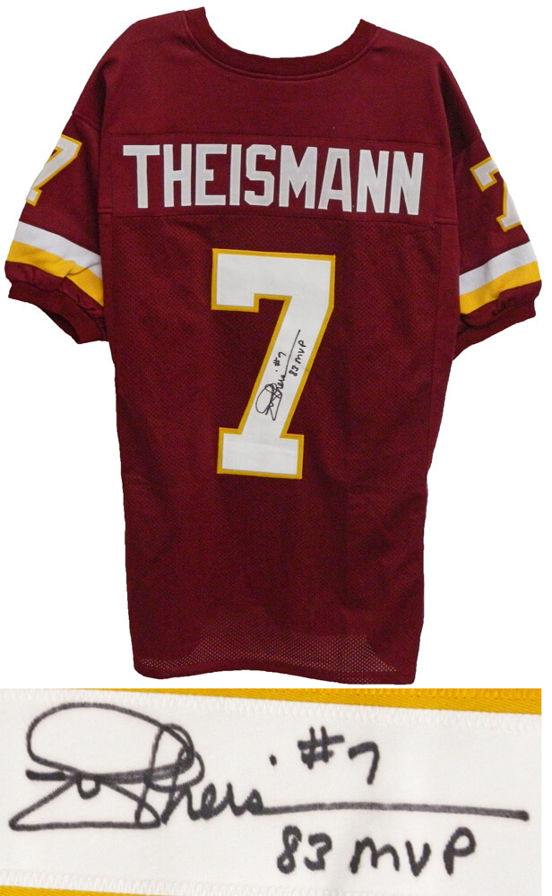 Joe Theismann Signed Red Throwback Custom Jersey w/83 MVP