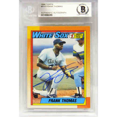 Frank Thomas Signed White Sox 1990 Topps Rookie Card #414 (Beckett Encapsulated)