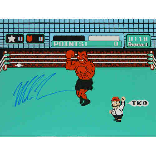 Mike Tyson Signed Nintendo Mike Tyson's Punch Out TKO 16x20 Photo