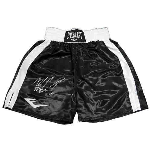 Mike Tyson Signed Everlast Black Boxing Trunks