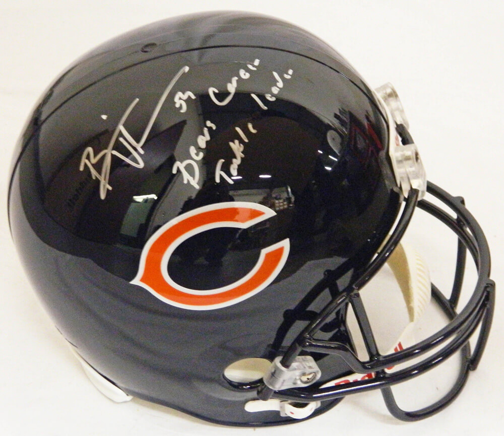 Brian Urlacher Signed Bears Riddell Full-Size Replica Helmet w/Bears Career Tackle Leader