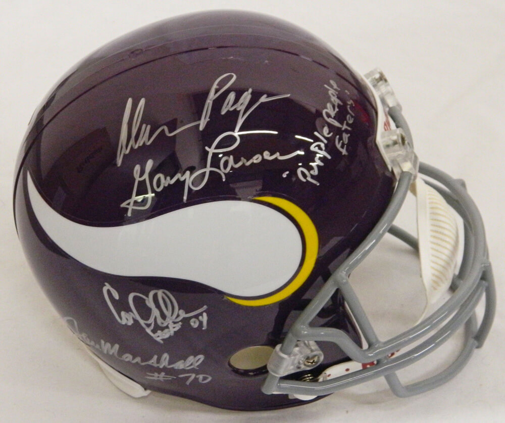 Purple People Eaters Signed Vikings T/B Riddell F/S Replica Helmet w/PPE Inscription