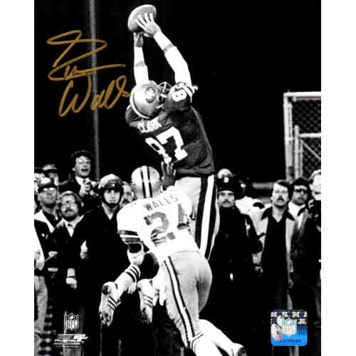 Everson Walls Signed Dallas Cowboys Defending Dwight Clark's 'The Catch' B&W8x10 Photo