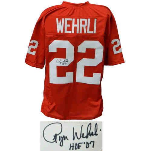 Roger Wehrli Signed Red Throwback Custom Football Jersey w/HOF'07