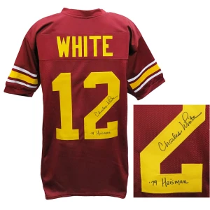 Charles White Signed Red Custom Football Jersey w/79 Heisman