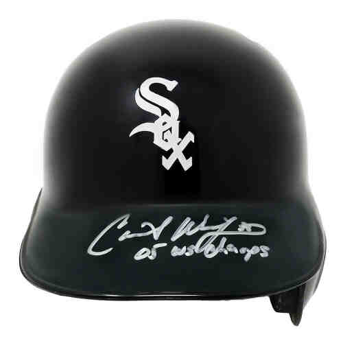 Chris Widger Signed Chicago White Sox Rawlings Mini Batting Helmet w/05 WS Champs