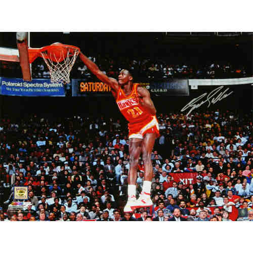 Dominique Wilkins Signed Atlanta Hawks One Hand Slam Dunk 16x20 Photo