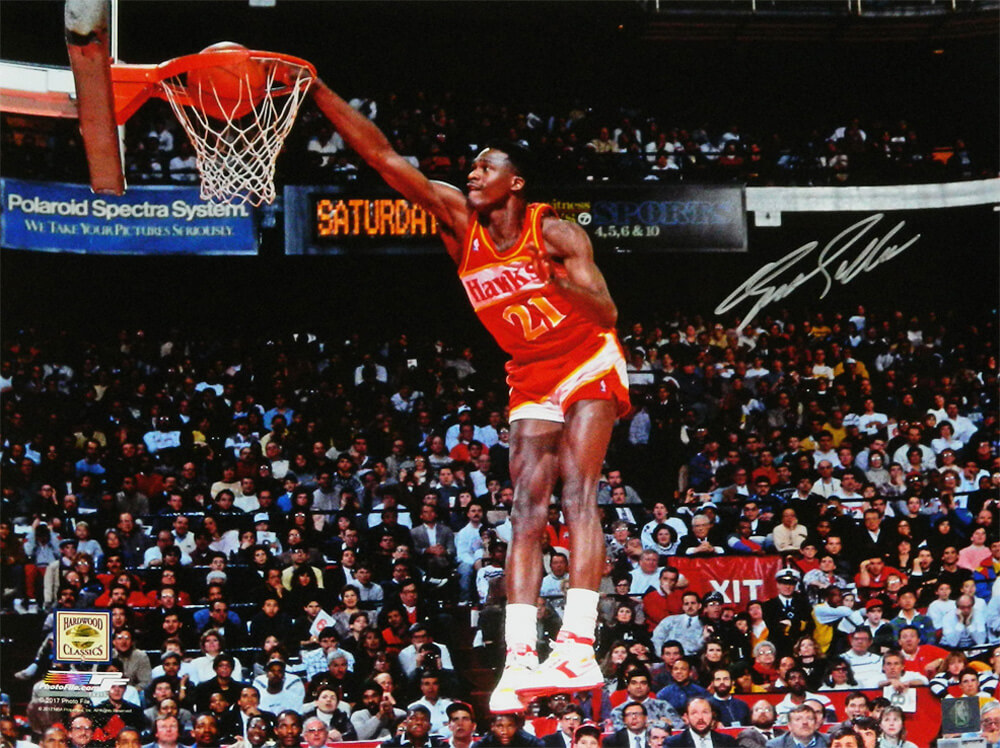 Dominique Wilkins Signed Atlanta Hawks One Hand Slam Dunk 16×20 Photo ...