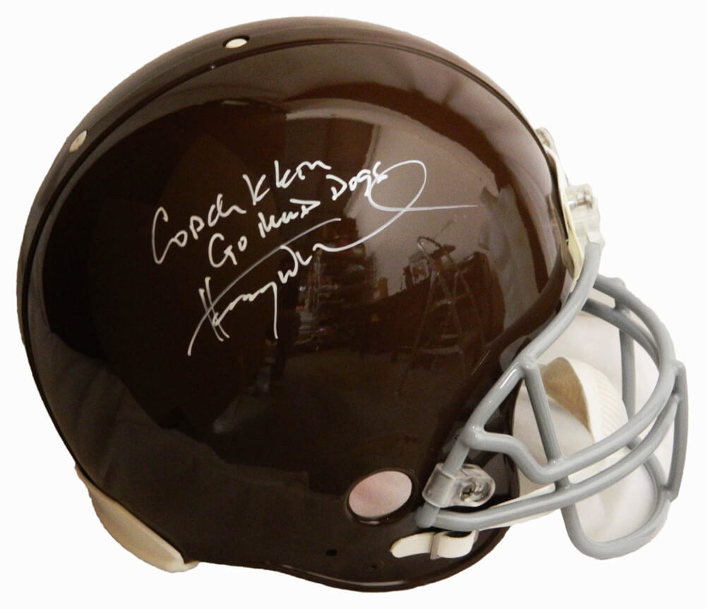 Henry Winkler Signed The Waterboy Mud Dogs Brown Riddell Authentic Helmet w/Coach Klein, Go Mud Dogs