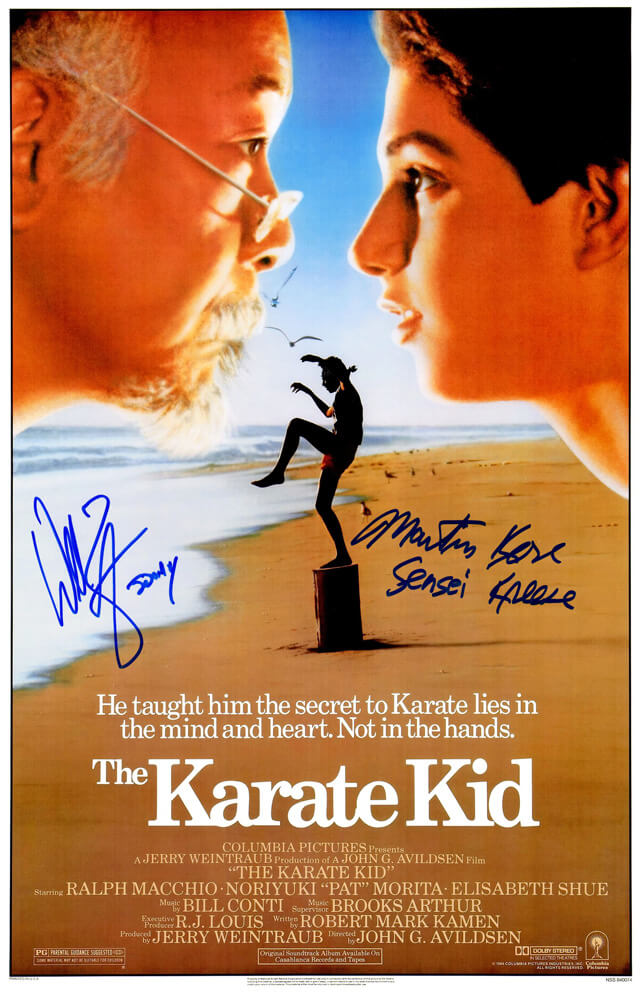 William Zabka & Martin Kove Dual Signed The Karate Kid 11x17 Movie Poster w/Johnny, Sensei Kreese