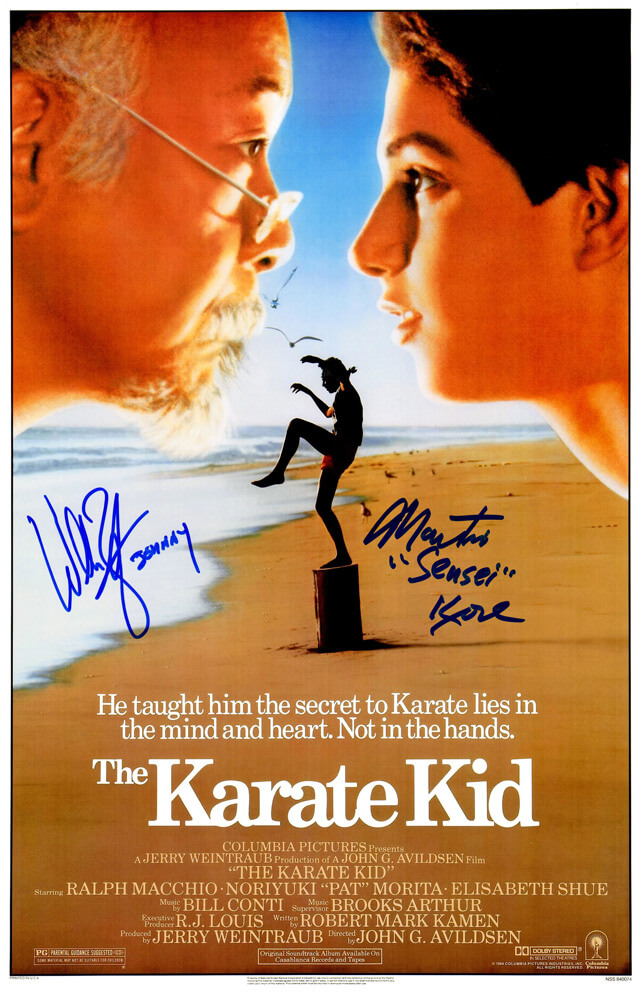 William Zabka & Martin Kove Dual Signed The Karate Kid 11x17 Movie Poster w/Johnny, Sensei