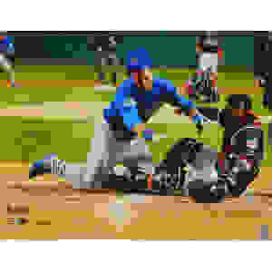 Ben Zobrist Signed Chicago Cubs 2016 World Series Home Plate Collision 16x20 Photo