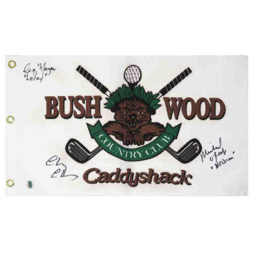 Chevy Chase, Michael O'Keefe & Cindy Morgan Signed Caddyshack Bushwood Golf Flag w/Lacey, Noonan