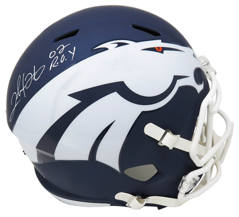 Clinton Portis Signed Denver Broncos AMP Alternate Series Riddell Full Size Speed Replica Helmet w/02 ROY