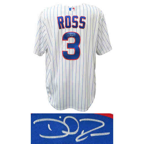 David Ross Signed Chicago Cubs White Pinstripe Majestic Replica Baseball Jersey