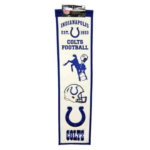 Indianapolis Colts 8x32 Embroidered Genuine Wool NFL Team Heritage Banner Pennant