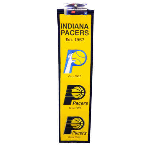 Indiana Pacers 8x32 Embroidered Genuine Wool NBA Team Heritage Banner Pennant