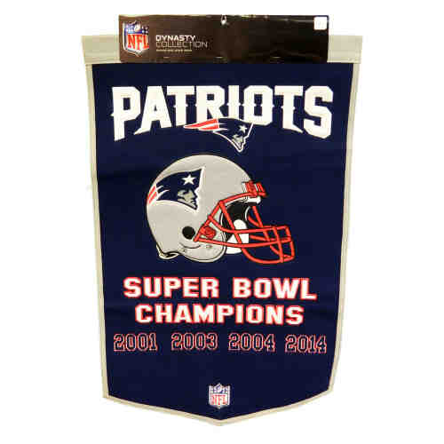 New England Patriots 24x36 Embroidered Genuine Wool NFL Team Dynasty Banner Pennant