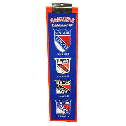 New York Rangers 8x32 Embroidered Genuine Wool NHL Team Heritage Banner Pennant