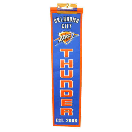 Oklahoma City Thunder 8x32 Embroidered Genuine Wool NBA Team Heritage Banner Pennant