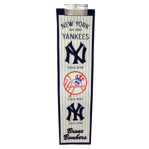New York Yankees 8x32 Embroidered Genuine Wool MLB Team Heritage Banner Pennant
