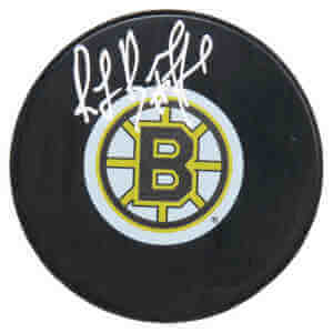 Ray Bourque Signed Bruins Logo Hockey Puck