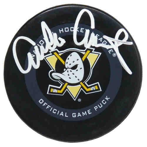Emilio Estevez Signed Anaheim Mighty Ducks Logo Official NHL Hockey Puck