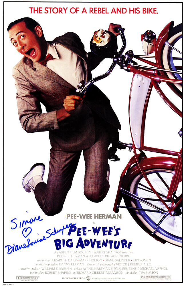 Diane Salinger Signed Pee-Wee's Big Adventure 11x17 Movie Poster w/Simone
