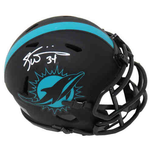 Ricky Williams Signed Miami Dolphins Eclipse Black Matte Riddell Speed Mini Helmet