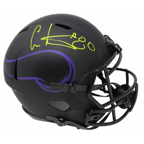 Cris Carter Signed Minnesota Vikings Eclipse Black Matte Riddell Speed Full Size Replica Helmet