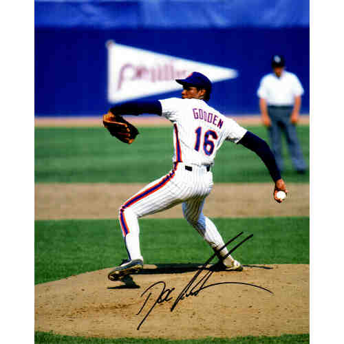 Dwight Gooden Signed Mets Pitching White Jersey Windup 8x10 Photo