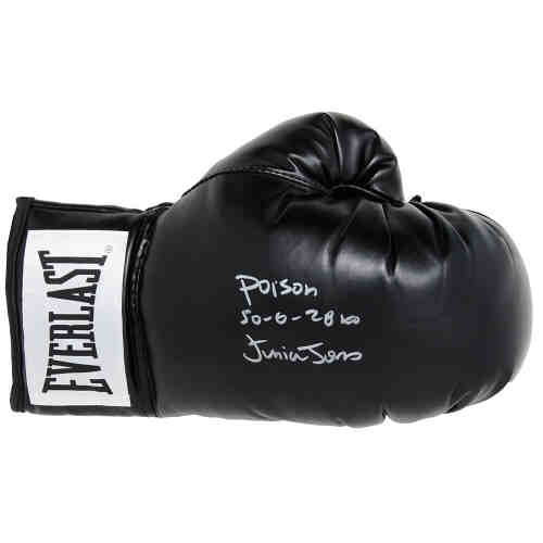 Junior Jones Signed Everlast Black Boxing Glove w/Poison, 50-6, 28 KO's