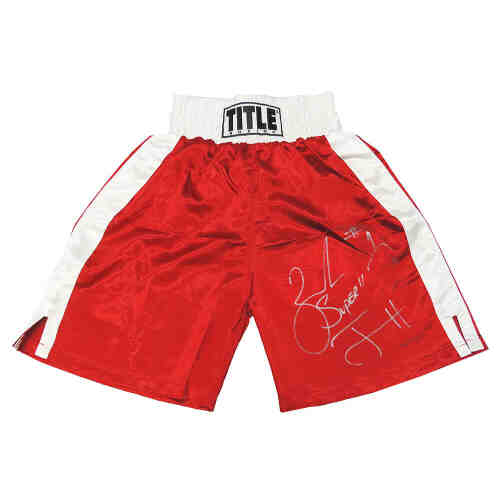 Zab Judah Signed Title Red Boxing Trunks w/Super