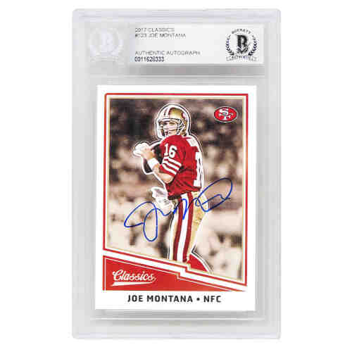 Joe Montana Signed San Francisco 49ers 2017 Panini Classics Football Trading Card #123 - (Beckett Encapsulated)