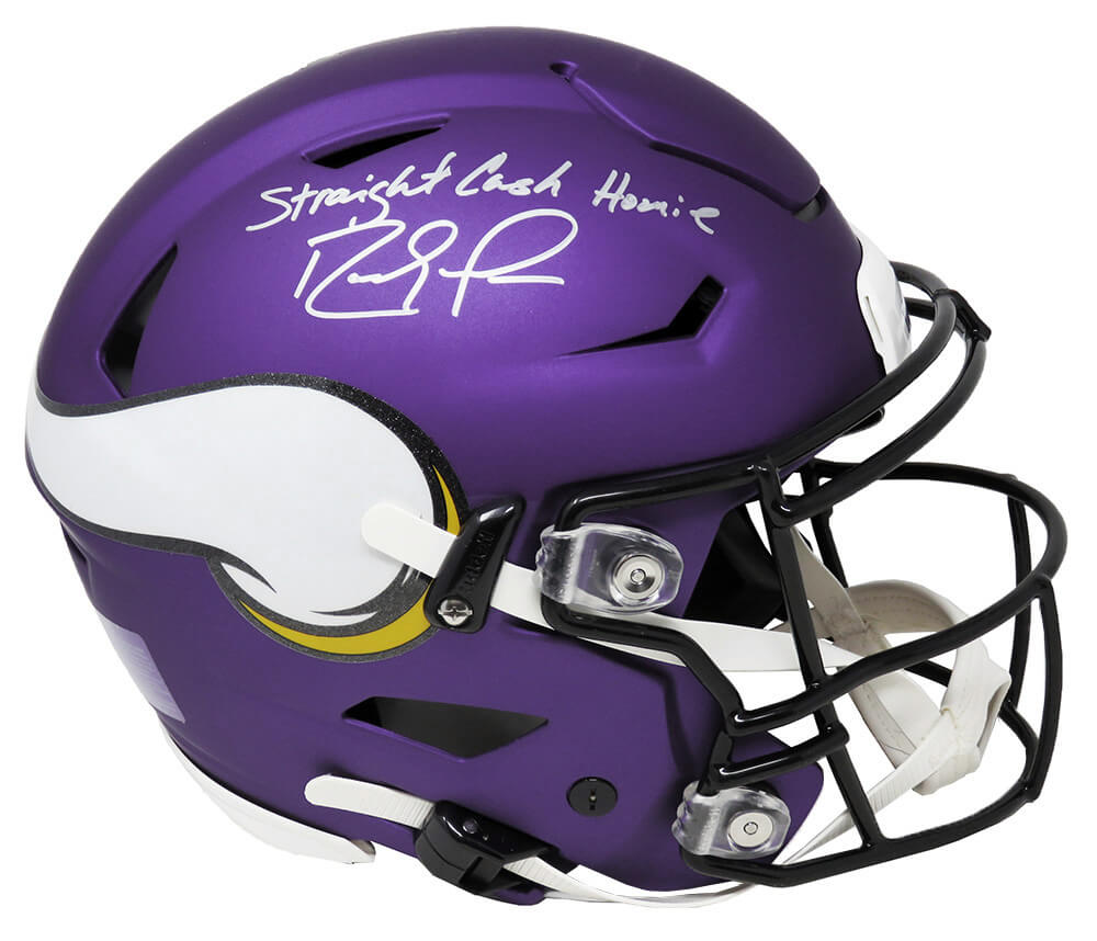 Randy Moss Signed Minnesota Vikings SpeedFlex Riddell Speed Authentic  Helmet w/Straight Cash Homie