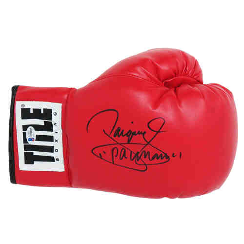 Manny Pacquiao Signed Title Red Boxing Glove (Beckett)