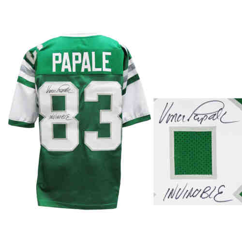 Vince Papale Signed Green Throwback Custom Football Jersey w/Invincible