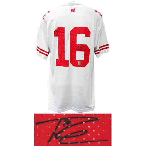 Russell Wilson Signed Wisconsin Badgers White Adidas Football Jersey