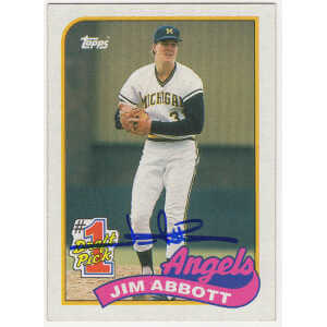 Jim Abbott Signed Angels 1989 Topps Rookie Baseball Trading Card #573
