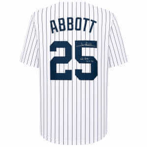 Jim Abbott Signed White Pinstripe Custom Baseball Jersey w/No Hitter 9-4-93