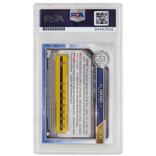 C.J. (CJ) Abrams Signed Padres 2019 1st Bowman Chrome Baseball Rookie Card #BDC-85 (PSA/DNA Encapsulated) - Image 2